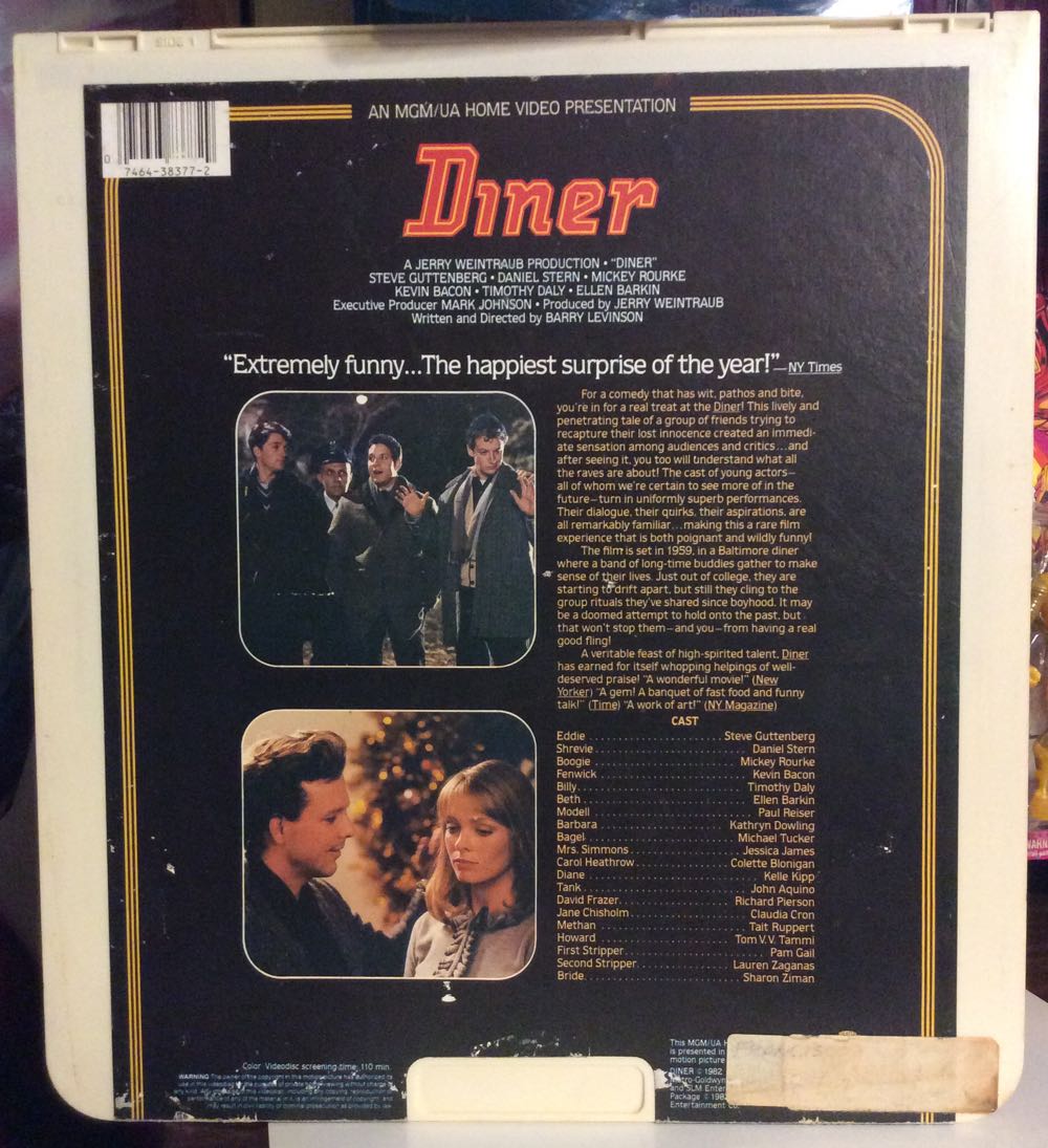 Diner CED movie collectible [Barcode 074643837729] - Main Image 2