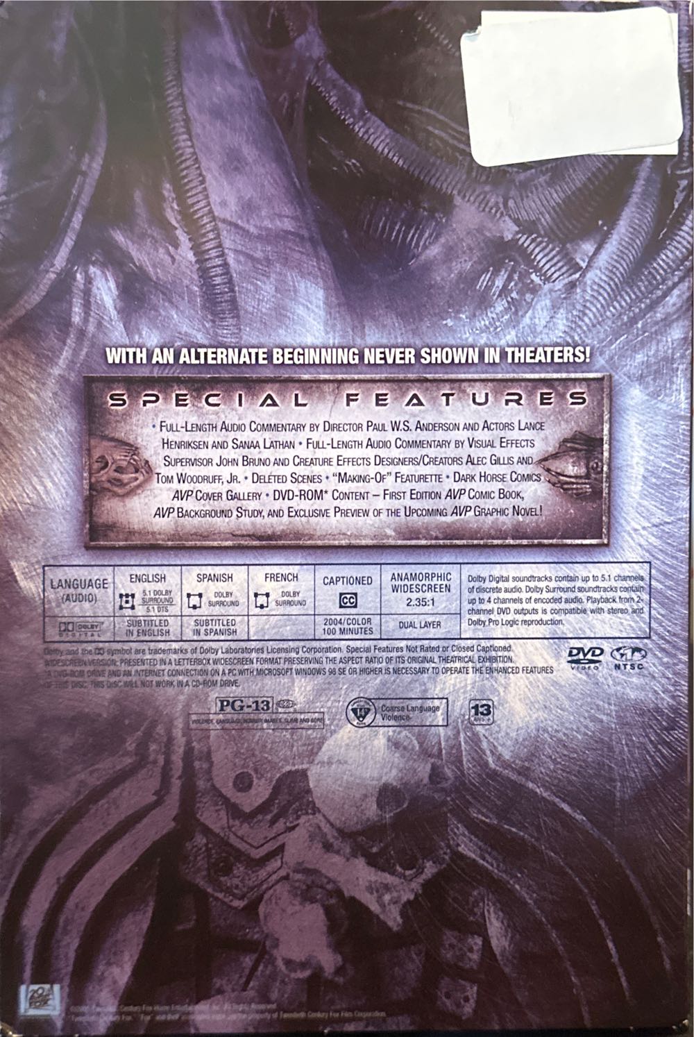 AVP: Alien vs. Predator DVD movie collectible [Barcode 5107020866816] - Main Image 2