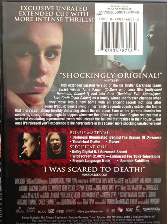 Darkness DVD movie collectible [Barcode 786936287585] - Main Image 2