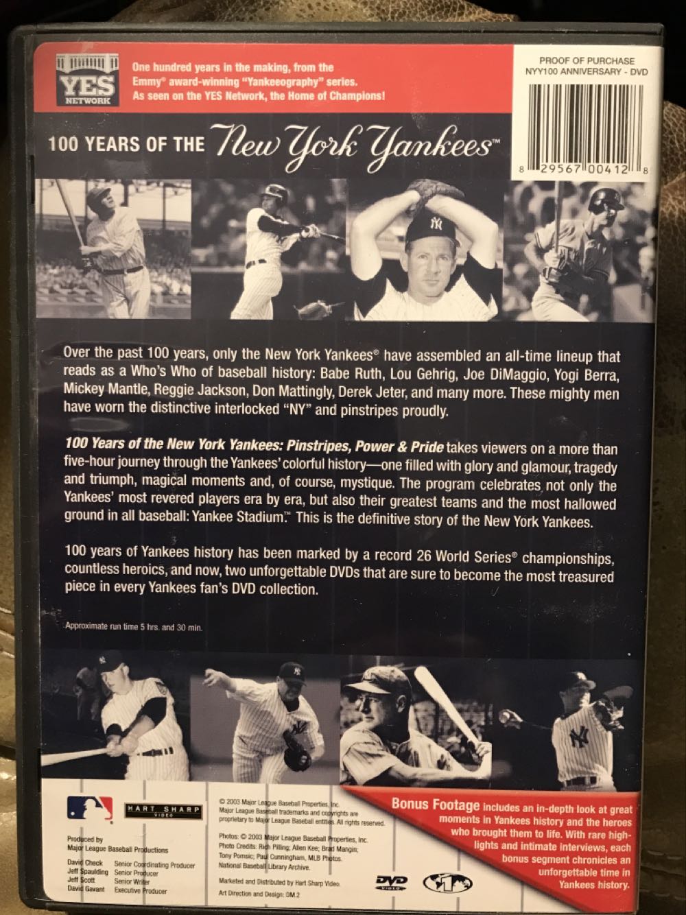 100 Years of the New York Yankees DVD movie collectible [Barcode 829567004128] - Main Image 2