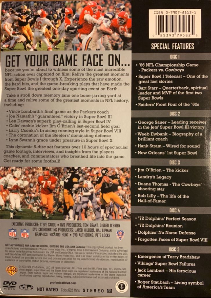 Super Bowl Collection: I-X DVD movie collectible [Barcode 085393795825] - Main Image 2