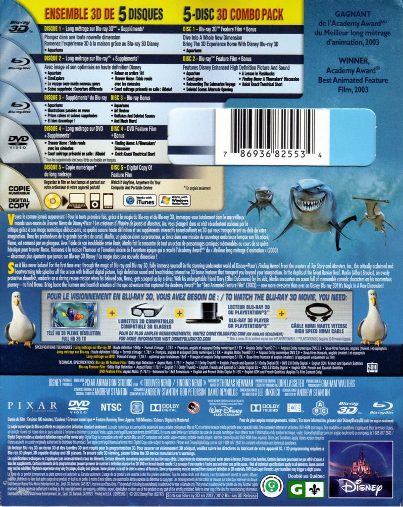Finding Nemo Blu-ray movie collectible [Barcode 786936825534] - Main Image 2
