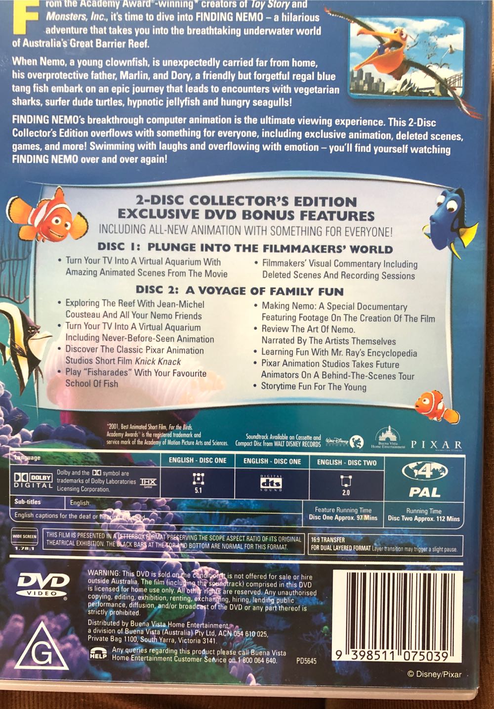 Finding Nemo DVD movie collectible [Barcode 9398511075039] - Main Image 3