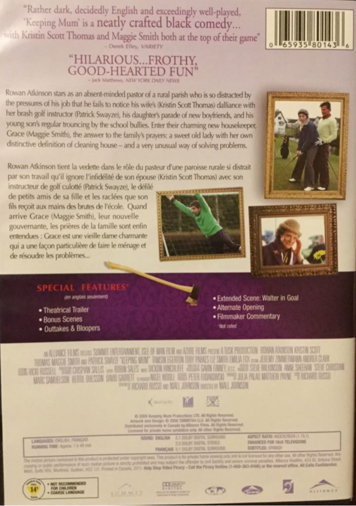 Keeping Mum DVD movie collectible [Barcode 065935801436] - Main Image 2