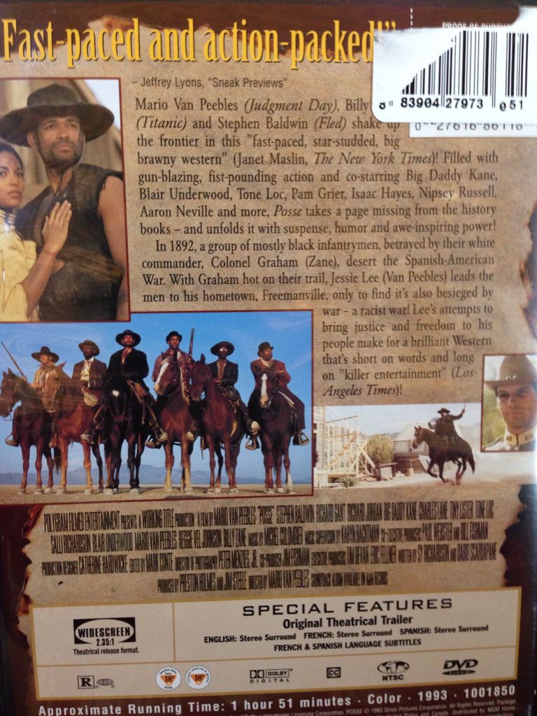 Posse (1993) DVD movie collectible [Barcode 883904279730] - Main Image 2