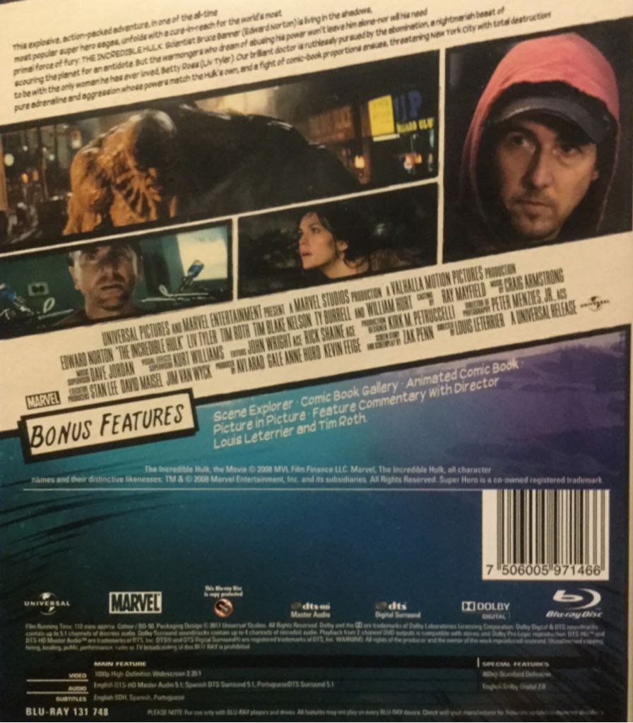 The Incredible Hulk Blu-ray movie collectible [Barcode 7506005971466] - Main Image 2