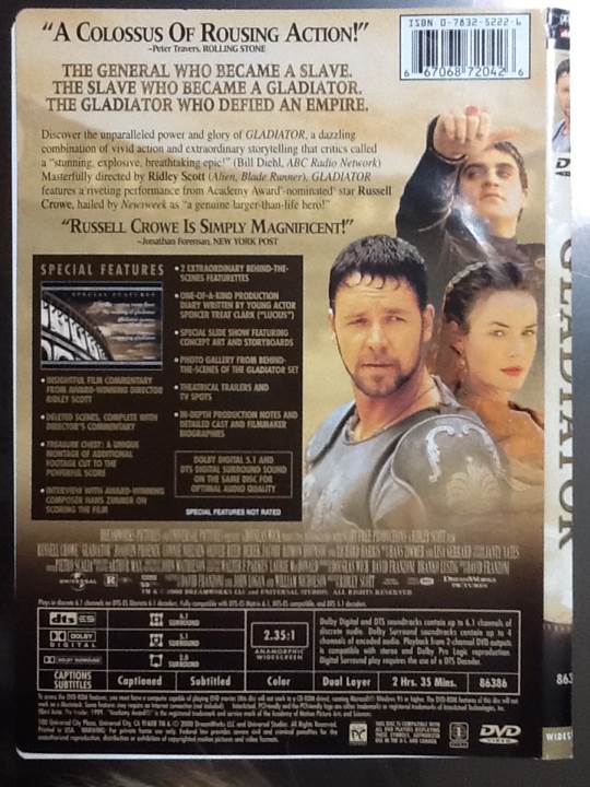 Gladiator DVD movie collectible [Barcode 062100004487] - Main Image 2