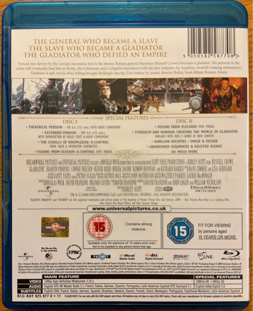 Gladiator Blu-ray movie collectible [Barcode 5050582587708] - Main Image 4
