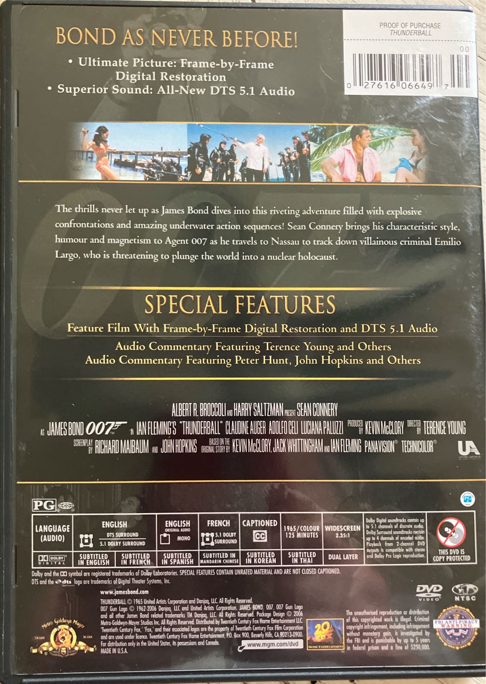 Thunderball DVD movie collectible [Barcode 027616066497] - Main Image 3