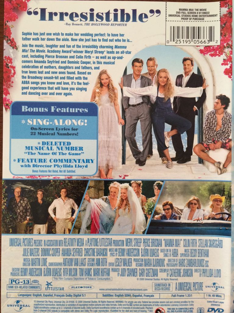 Mamma Mia! DVD movie collectible [Barcode 025195056632] - Main Image 2