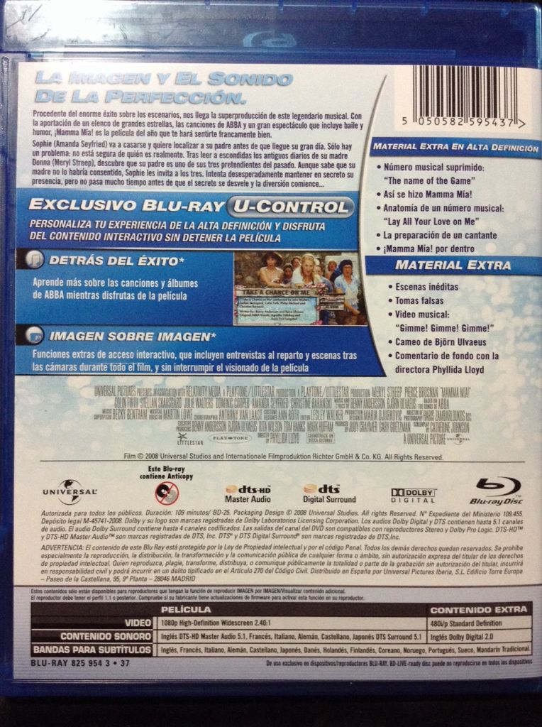 Mamma Mia!  G147 Blu-ray movie collectible [Barcode 5050582595437] - Main Image 2