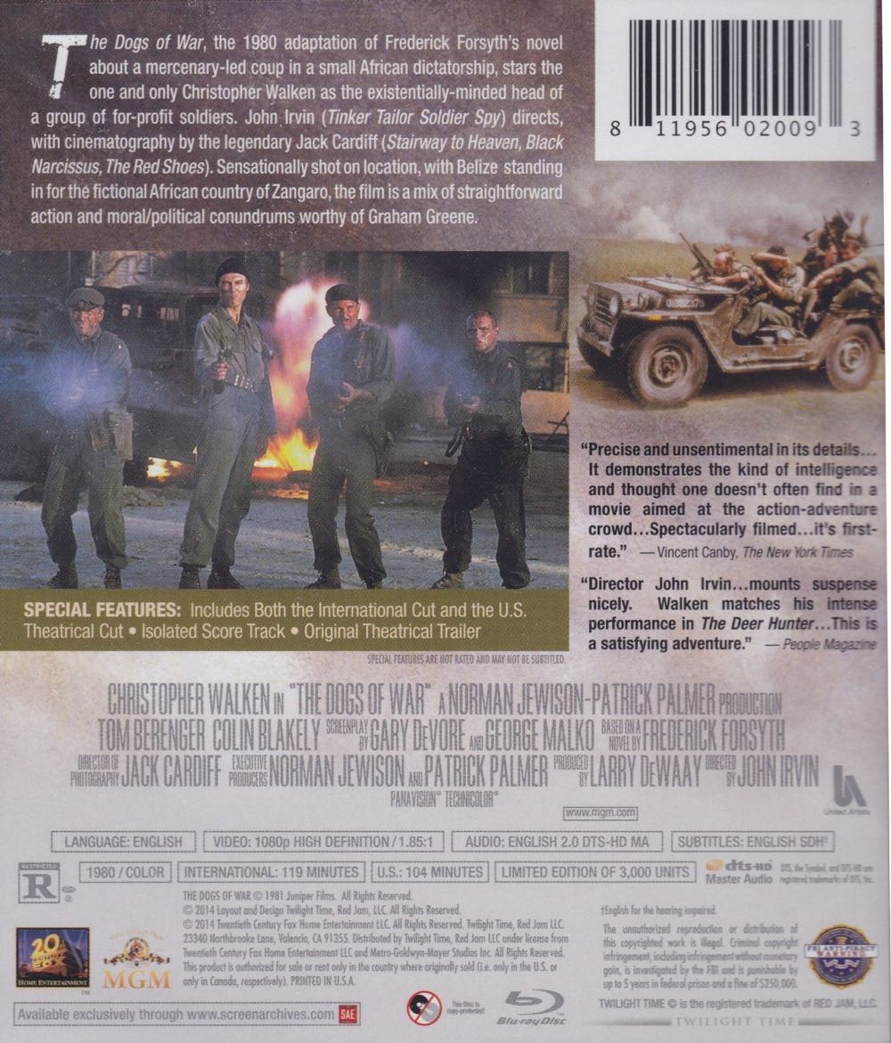The Dogs Of War Blu-ray movie collectible [Barcode 811956020093] - Main Image 2