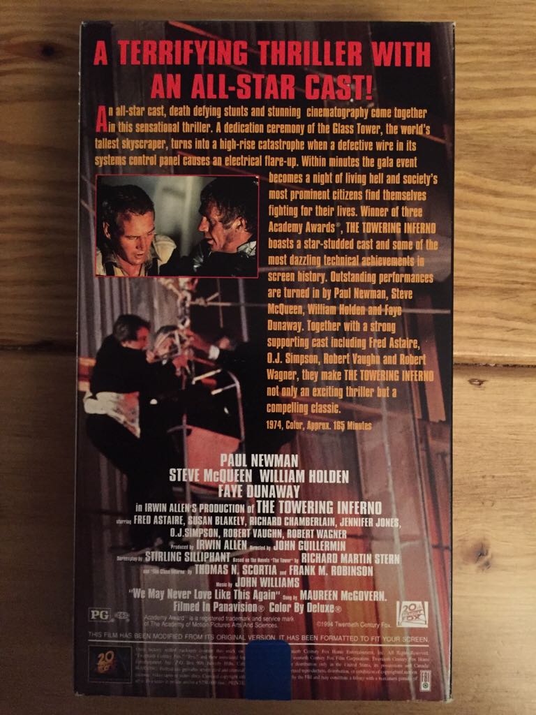 The Towering Inferno VHS movie collectible [Barcode 086162107139] - Main Image 2