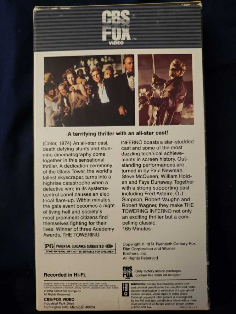 The Towering Inferno VHS movie collectible [Barcode 086162107139] - Main Image 4