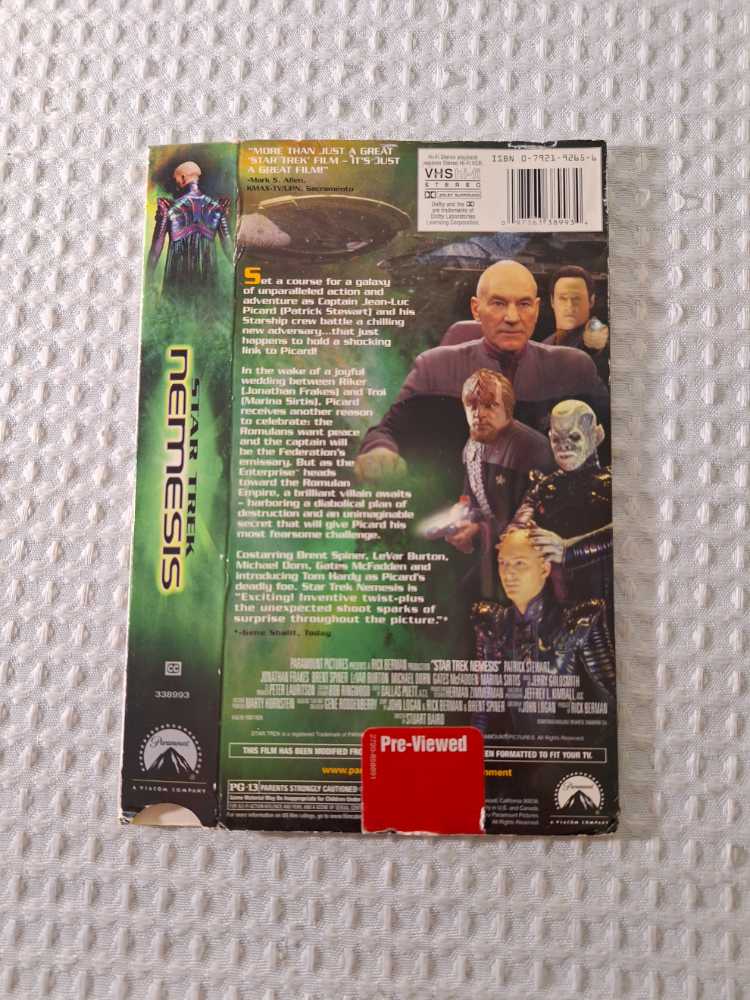 Star Trek: Nemesis VHS movie collectible [Barcode 097363389934] - Main Image 2