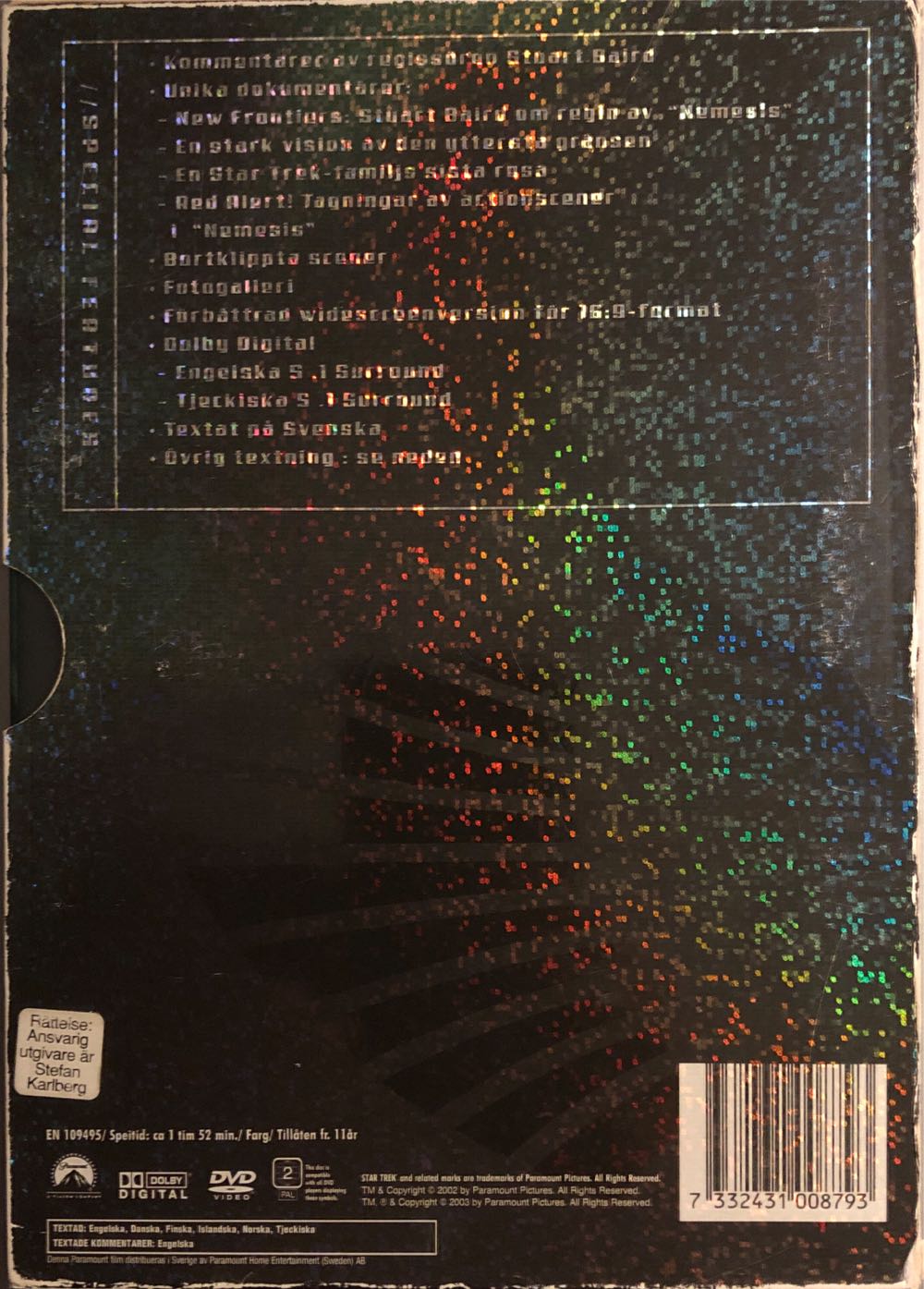 Star Trek 10: Nemesis DVD movie collectible [Barcode 7332431008793] - Main Image 2