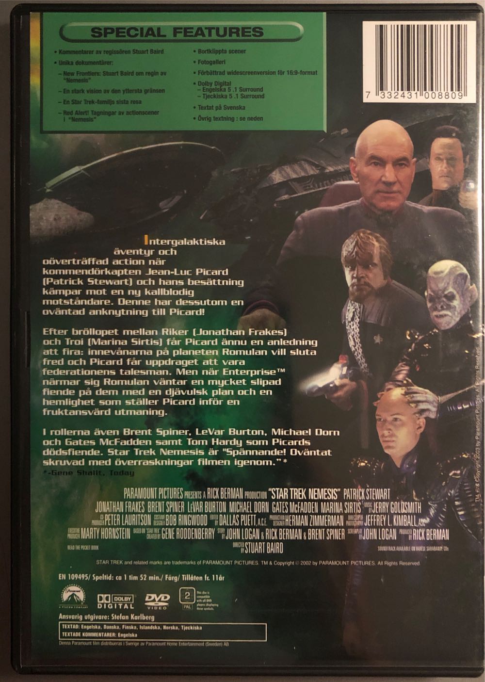 Star Trek 10: Nemesis DVD movie collectible [Barcode 7332431008793] - Main Image 4