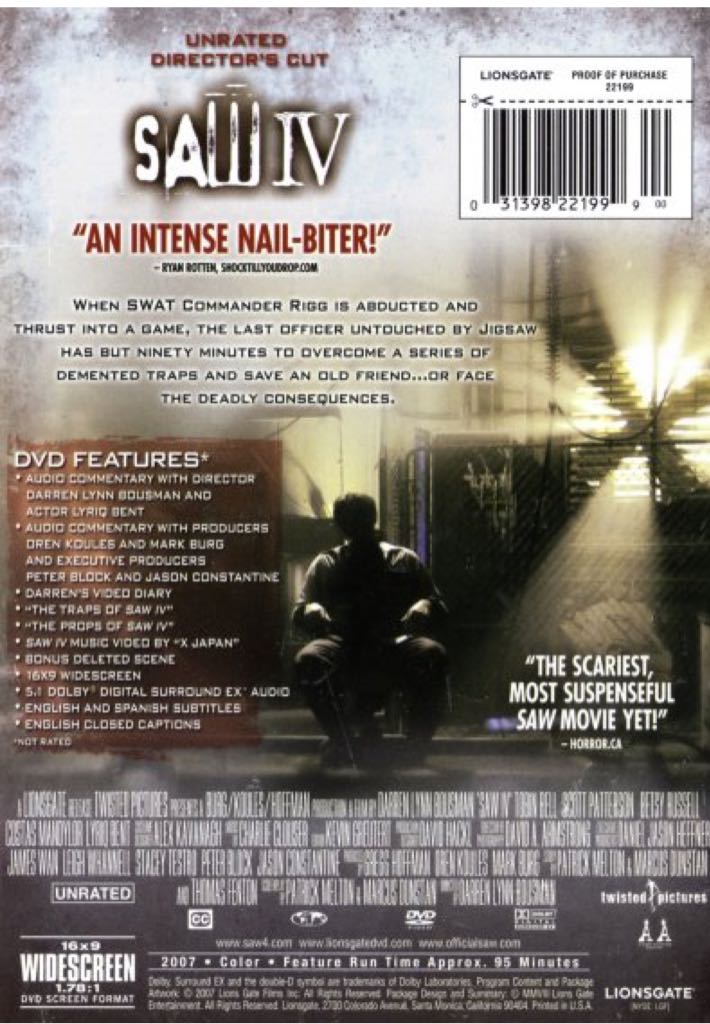 Saw IV DVD movie collectible [Barcode 031392828163] - Main Image 2