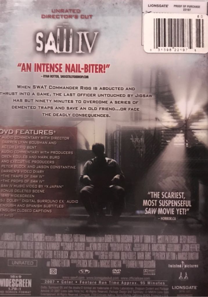 Saw 4 DVD movie collectible [Barcode 5706141796813] - Main Image 2