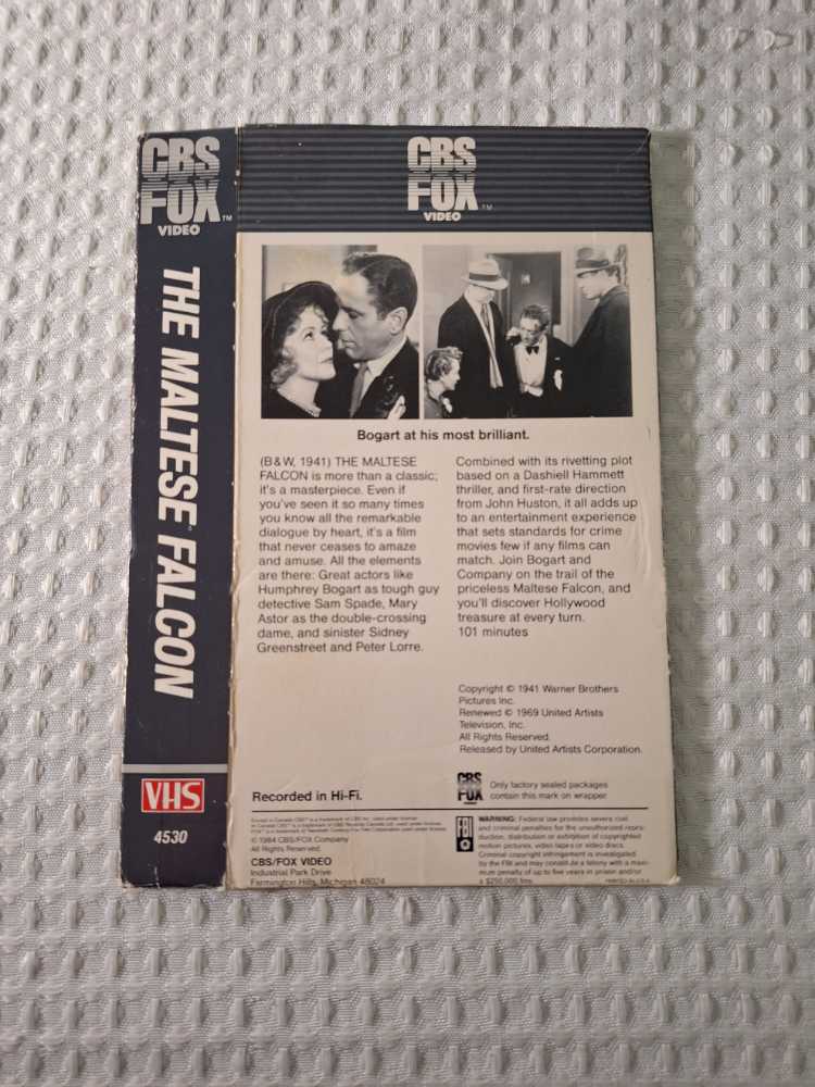 Maltese Falcon, The VHS movie collectible [Barcode 027616154637] - Main Image 2
