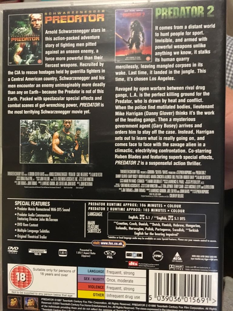 Predator / Predator 2 DVD movie collectible [Barcode 4010232033093] - Main Image 2