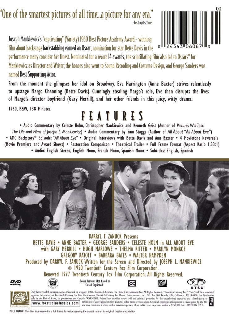 All About Eve DVD movie collectible [Barcode 024543060673] - Main Image 2