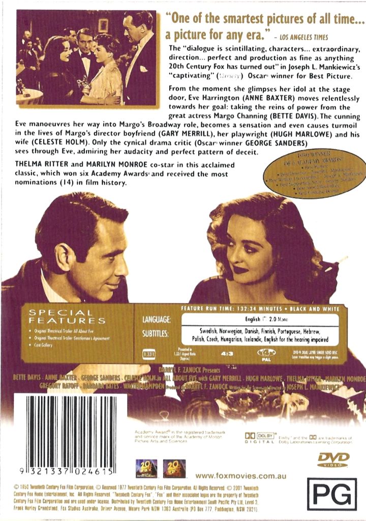 All About Eve DVD movie collectible [Barcode 5039036020404] - Main Image 2