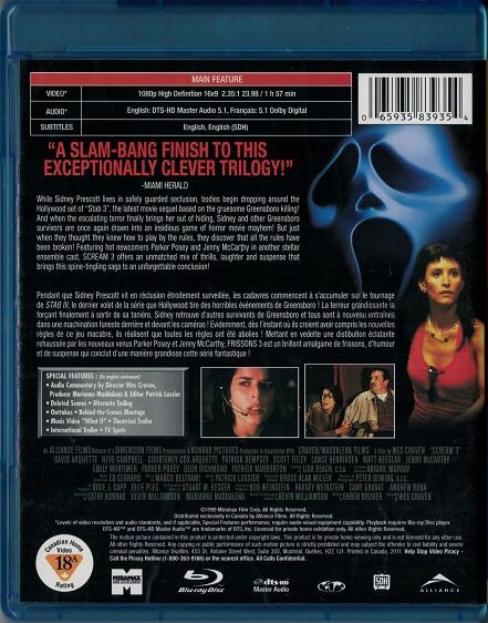 Scream 3 Blu-ray movie collectible [Barcode 065935839354] - Main Image 2