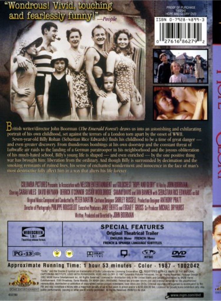 Hope And Glory DVD movie collectible [Barcode 027616862792] - Main Image 2