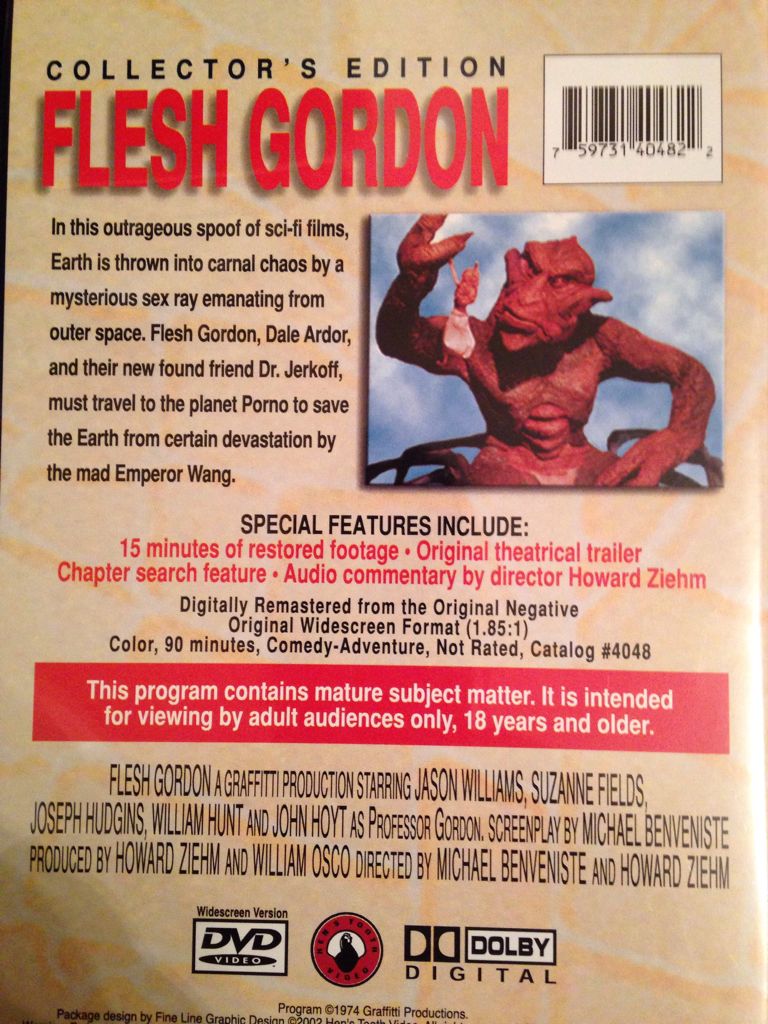 Flesh Gordon.          Z15 DVD movie collectible [Barcode 759731404822] - Main Image 2