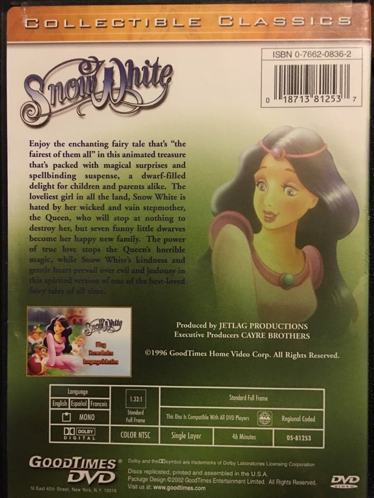 Snow White DVD movie collectible [Barcode 018713812537] - Main Image 2
