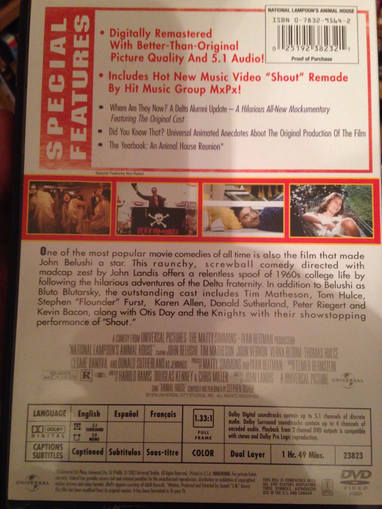 Animal House DVD movie collectible [Barcode 025192382321] - Main Image 2
