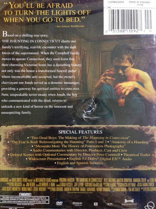 The Haunting In Conneticut DVD movie collectible [Barcode 031398110927] - Main Image 2