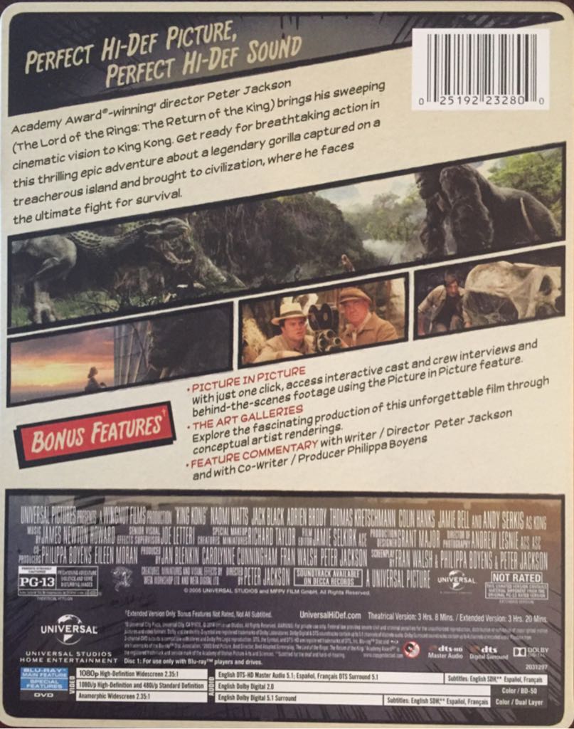 King Kong Blu-ray movie collectible [Barcode 025192232800] - Main Image 2