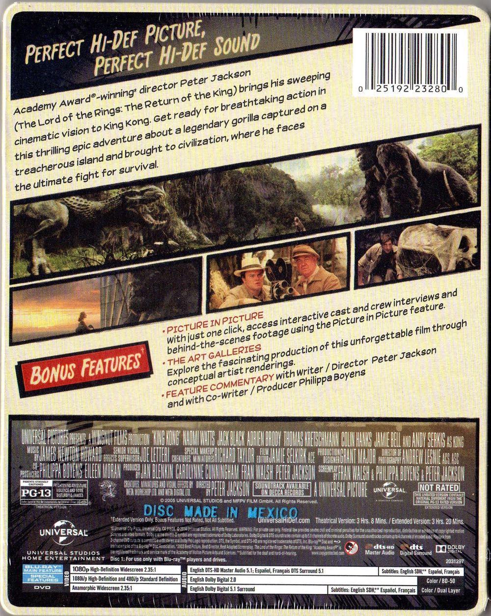 King Kong Blu-ray movie collectible [Barcode 025192232800] - Main Image 3