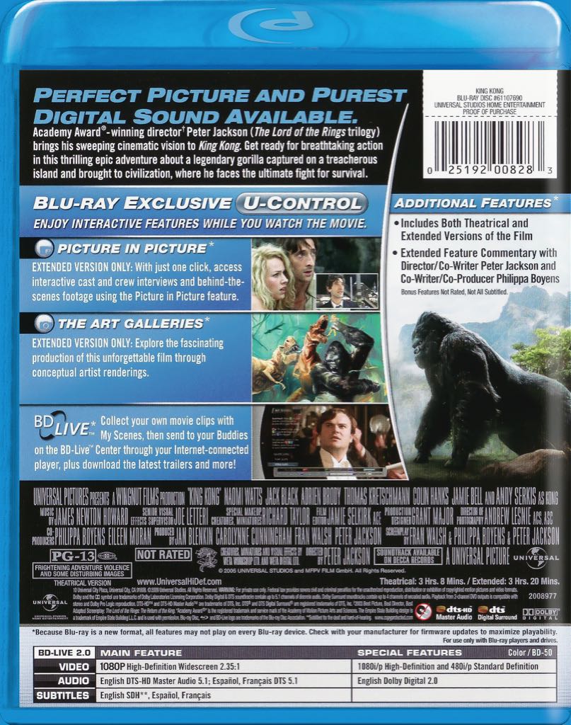 King Kong Blu-ray movie collectible [Barcode 5050582599107] - Main Image 2