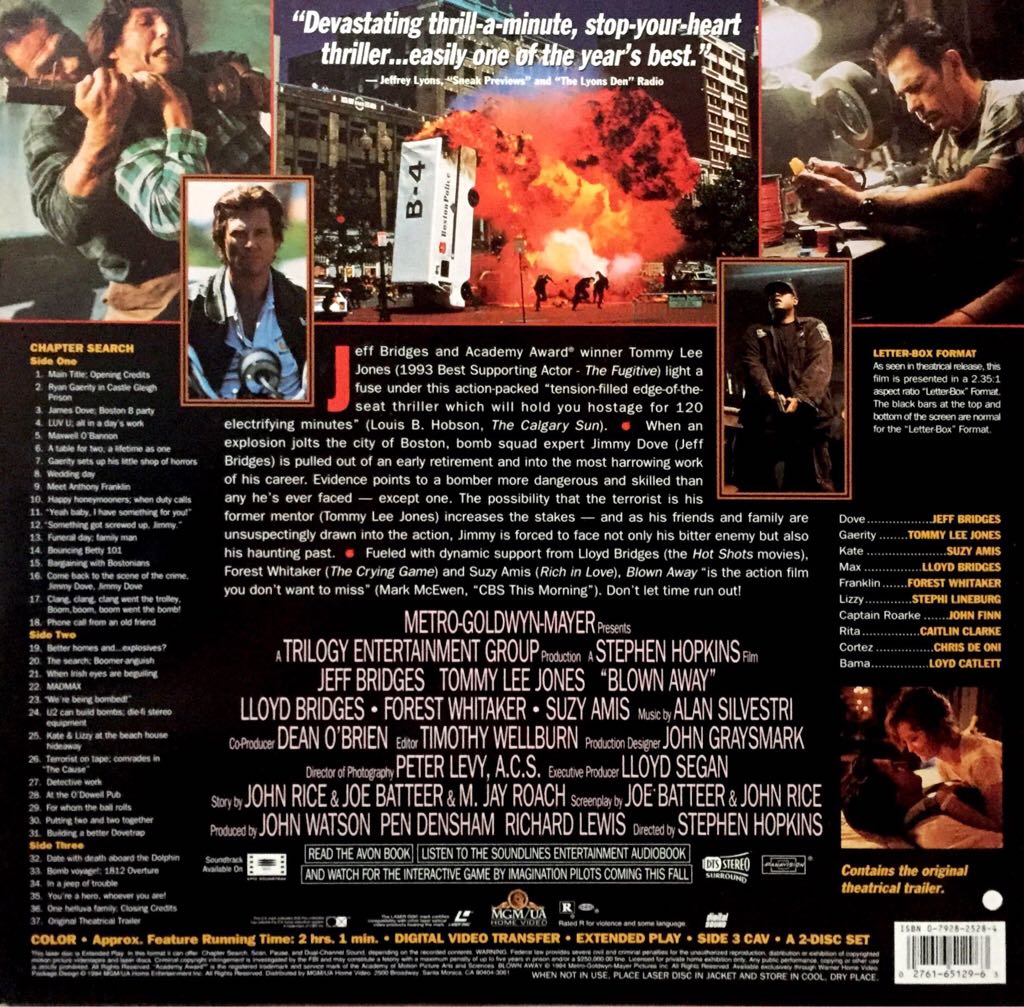 Blown Away Laser Disc movie collectible [Barcode 027616512963] - Main Image 2