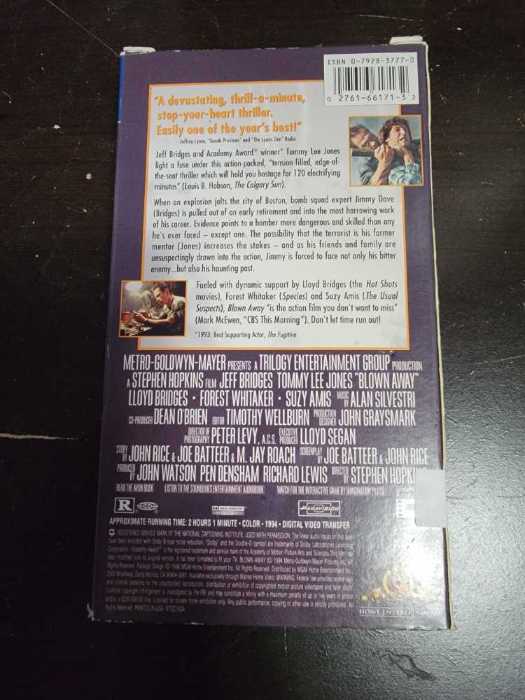 Blown Away VHS movie collectible [Barcode 027616617132] - Main Image 4