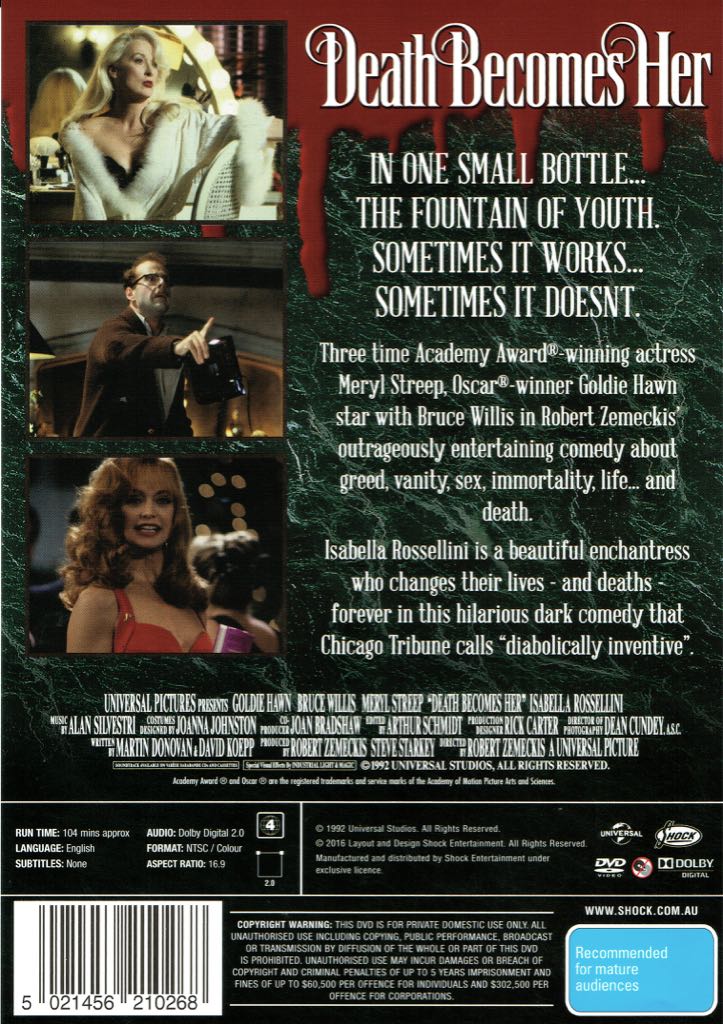 Death Becomes Her DVD movie collectible [Barcode 5021456210268] - Main Image 2