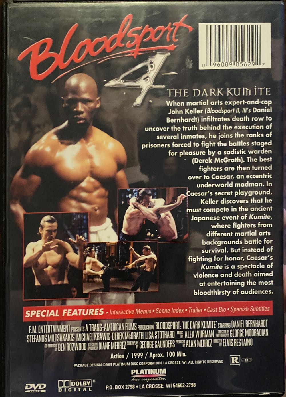 Bloodsport 4 : The Dark Kumite DVD movie collectible [Barcode 057373142639] - Main Image 2