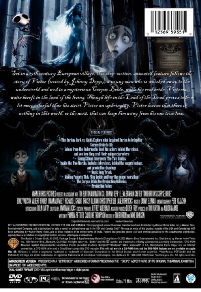 The Corpse Bride DVD movie collectible [Barcode 012569762985] - Main Image 2