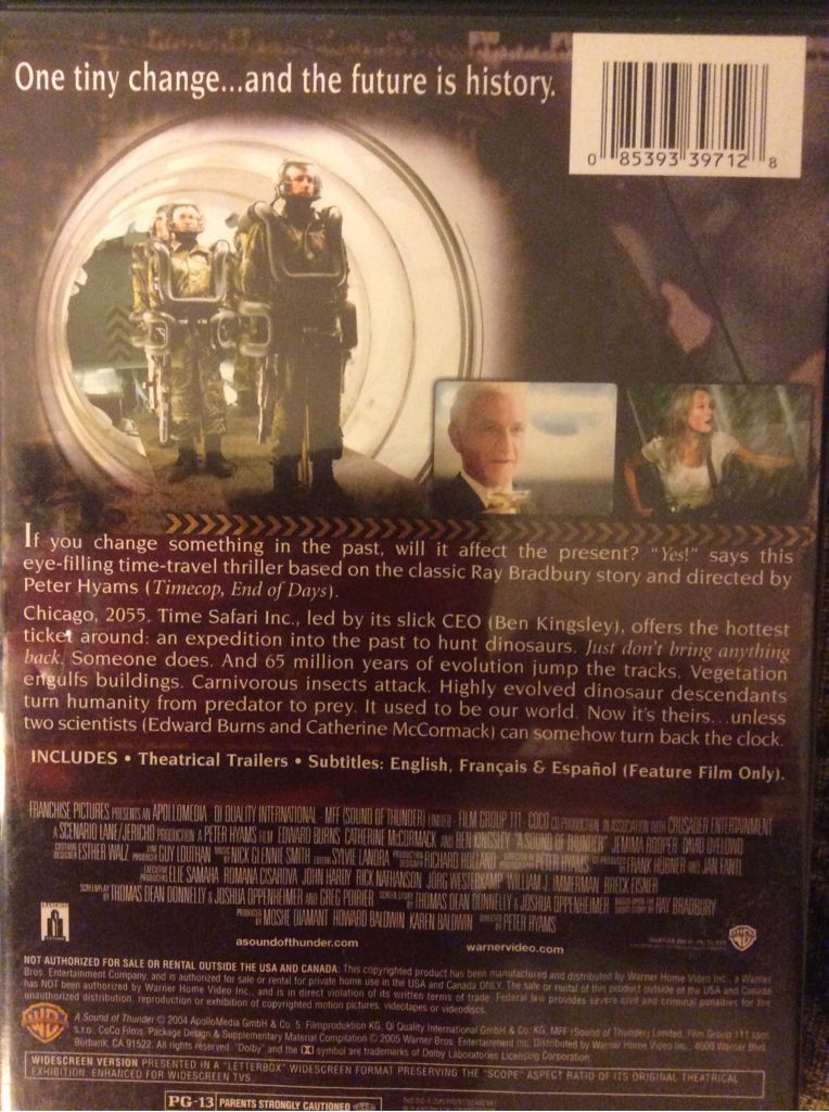 Sound Of Thunder, A DVD movie collectible [Barcode 085393397128] - Main Image 2
