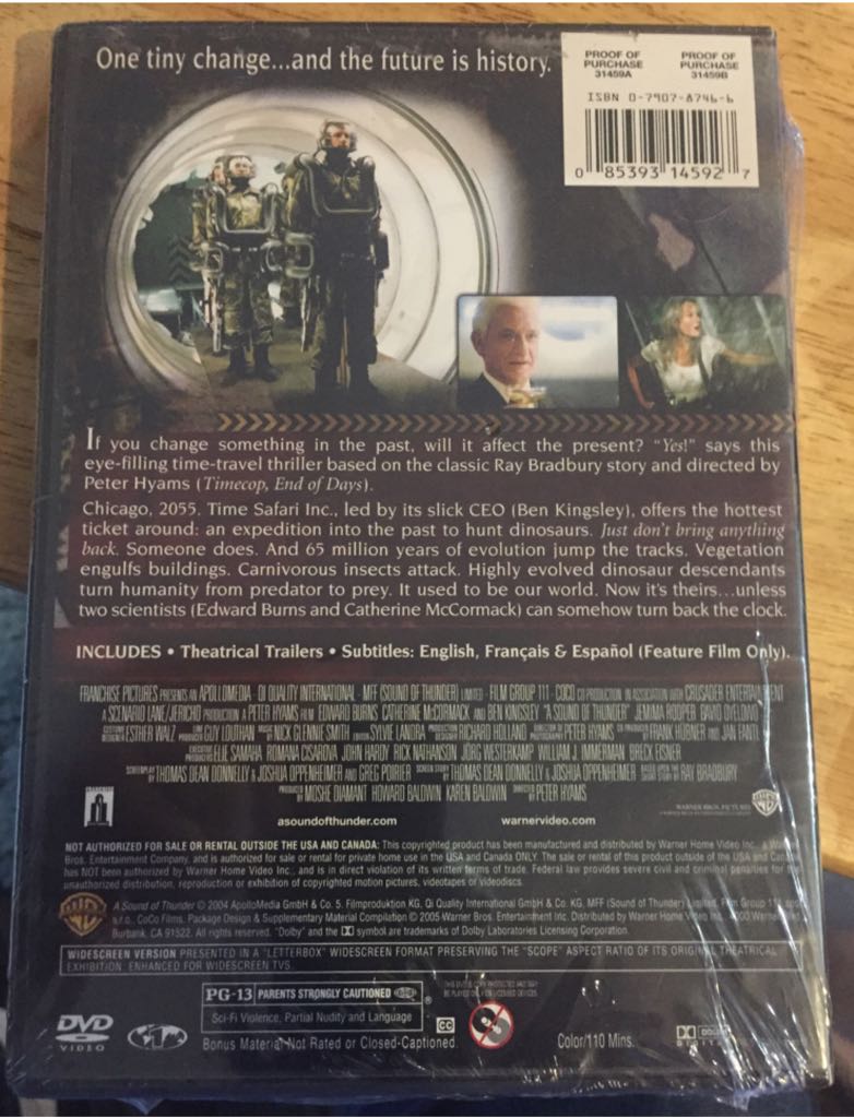 Sound of Thunder.    ( Book 1)- A DVD movie collectible [Barcode 7321901314595] - Main Image 2