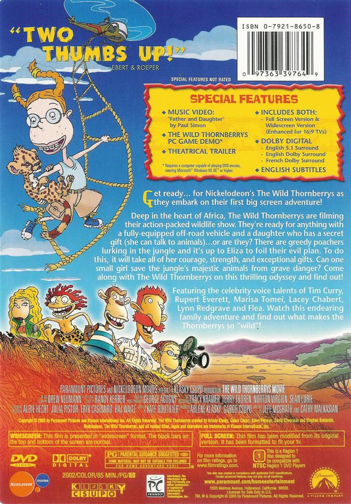 The Wild Thornberry’s Movie DVD movie collectible [Barcode 097363397649] - Main Image 2