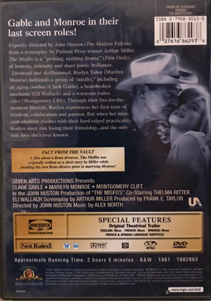 The Misfits DVD movie collectible [Barcode 027616862938] - Main Image 2