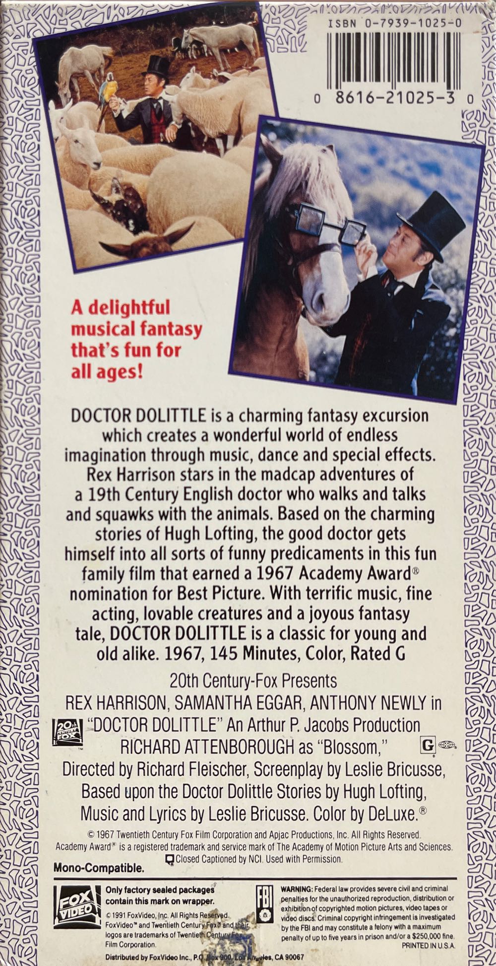 Doctor Dolittle VHS movie collectible [Barcode 086162102530] - Main Image 2