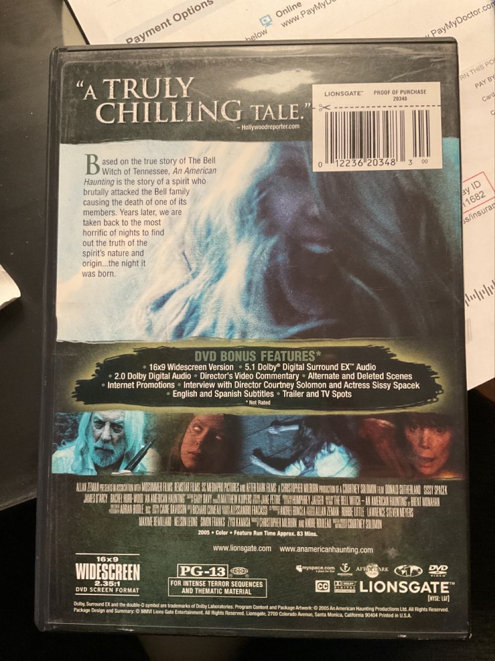 An American Haunting DVD movie collectible [Barcode 012236203483] - Main Image 2