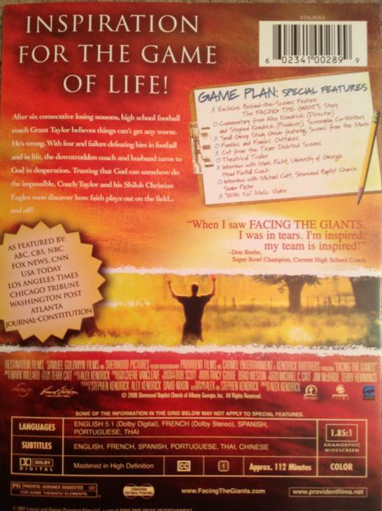 Facing the Giants DVD movie collectible [Barcode 602341002899] - Main Image 2