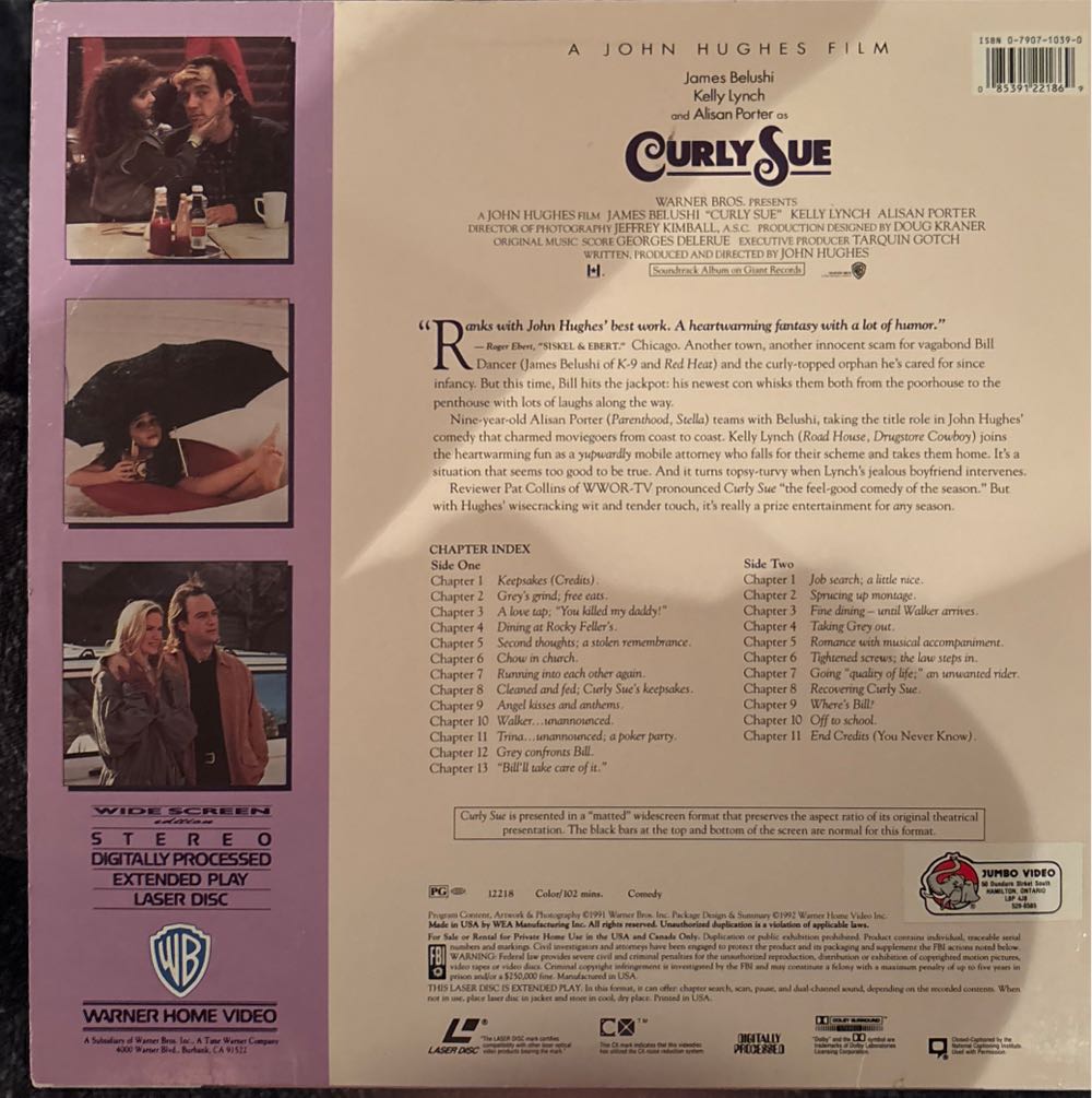 Curly Sue Laser Disc movie collectible [Barcode 085391221869] - Main Image 2