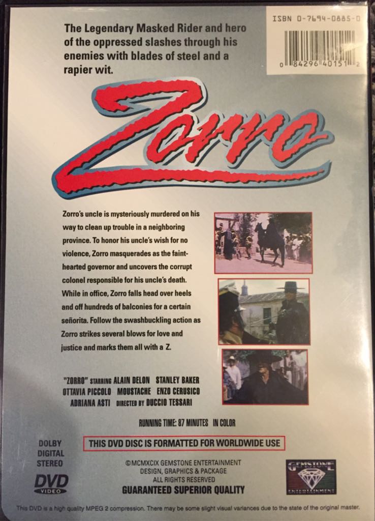 Zorro DVD movie collectible [Barcode 084296401512] - Main Image 2
